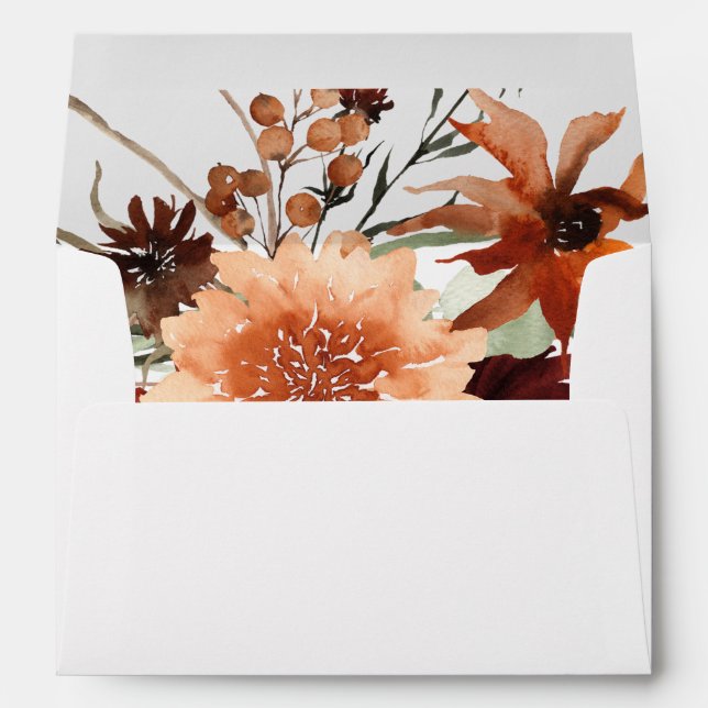 Rustic Terracotta Rust Flowers Invitation Envelope (Back (Bottom))