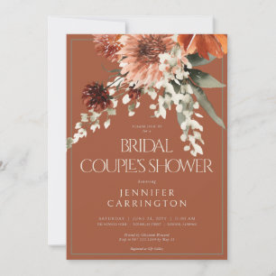 Rustic Terracotta Rust Flowers Shower CUSTOM Invitation