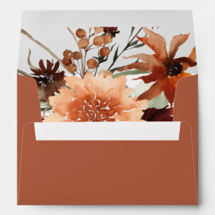Rustic Terracotta Rust Flowers Terracotta Envelope