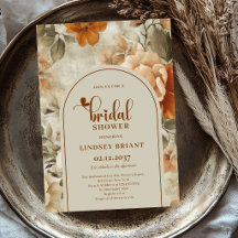 Rustic Terracotta Sage Floral Bridal Shower Invite