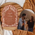 Rustic Terracotta Spanish Photo Arch Wedding Invitation<br><div class="desc">Announce your special day with this rustic terracotta wedding invitation featuring a Spanish photo arch design. Written entirely in Spanish, it's perfect for couples who wish to celebrate their heritage or host a Spanish-language ceremony. With warm, earthy tones and a timeless aesthetic, this invitation is easily customisable with your details...</div>