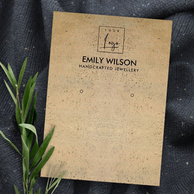 RUSTIC TERRACOTTA TEXTURE LOGO EARRING DISPLAY BUSINESS CARD (Creator Uploaded)