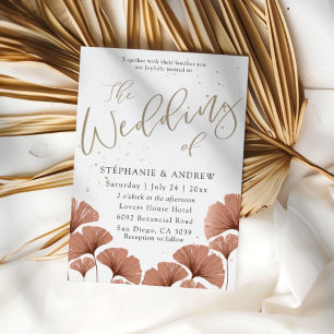 Rustic Terracotta Watercolor Botanical Wedding Invitation
