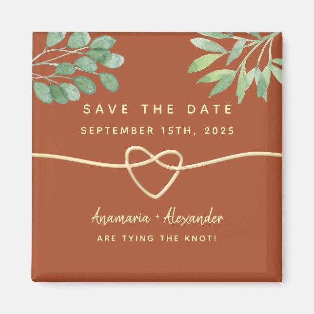 Rustic Terracotta Wedding Save The Date Invitation Magnet (Front)