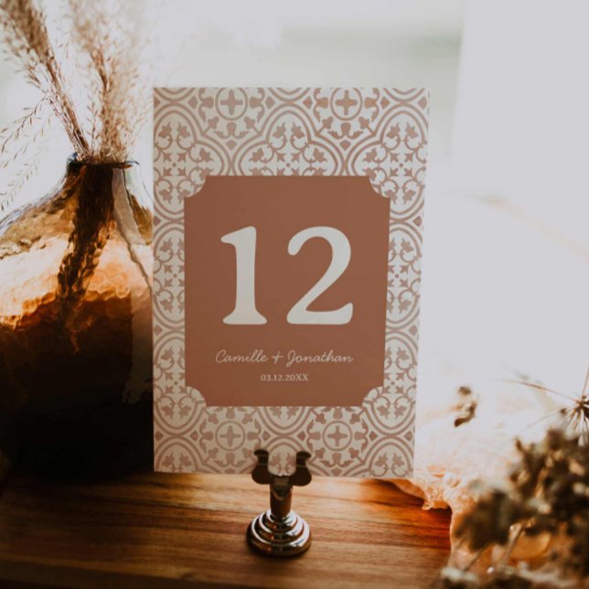 Rustic Terracotta Wedding Table Card (Rustic Terracotta Wedding Table Number)