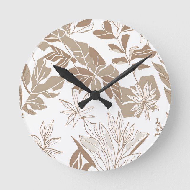 Rustic Terracotta Wildflower Boho Eclectic Design Round Clock (Front)
