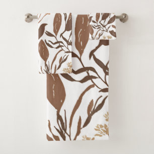 Rustic Terracotta Wildflower Boho Vintage Earthy  Bath Towel Set