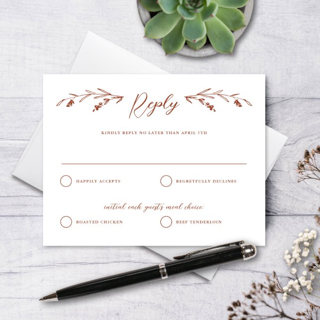 Rustic Terracotta Wildflower Wedding Reply Card (Creator Uploaded)