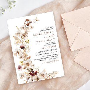 Rustic Terracotta Wildflowers Wedding Invitation