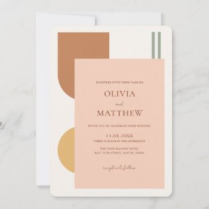 Rustic Terracotta Yellow Bohemian Arches Wedding Invitation
