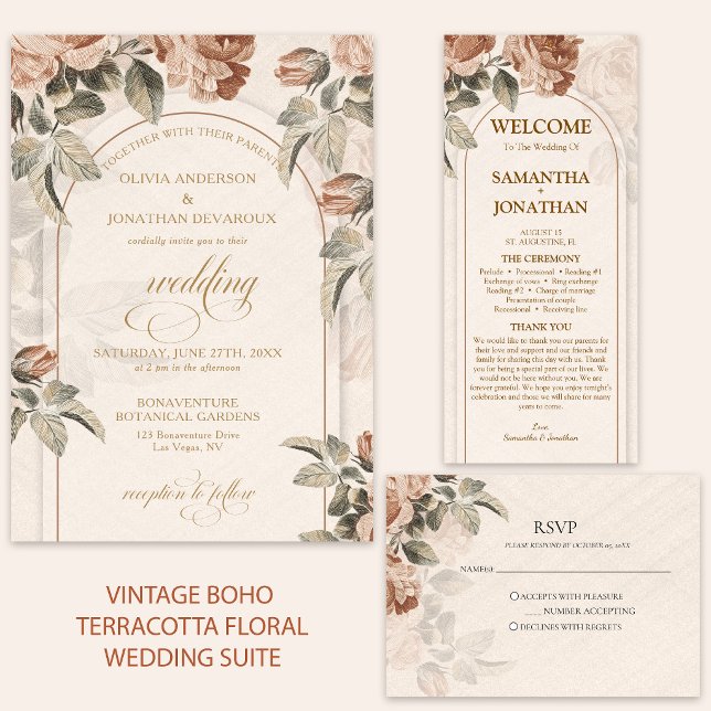 Rustic Terracottac Greenery Floral Arch Wedding  | Invitation (Creator Uploaded)