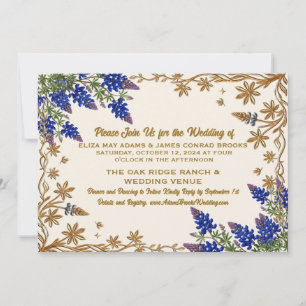Rustic Texas Blue Evil Eye Wedding Invitation