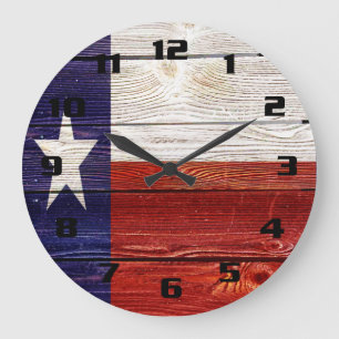 Rustic Texas Flag Large Clock