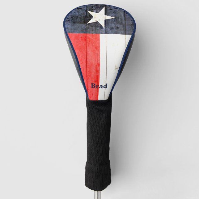 Rustic Texas Flag Personalised Golf Head Cover (Front)