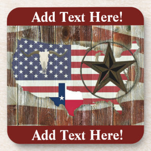 Rustic Texas Lone Star Texas Long Horn Beverage Co Coaster