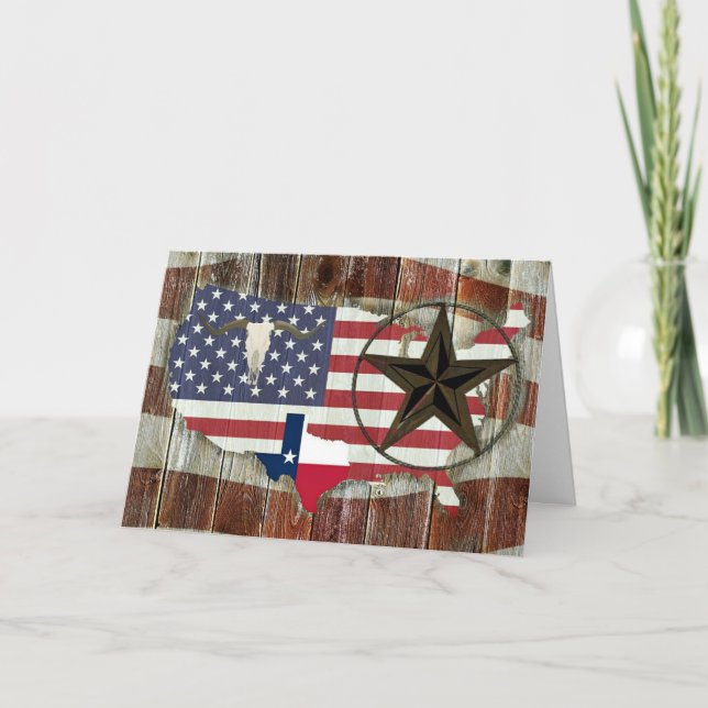 Rustic Texas Lone Star Texas Long Horn Card (Front)