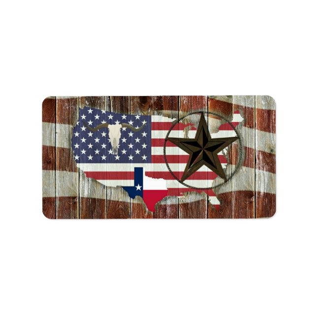 Rustic Texas Lone Star Texas Long Horn Label (Front)