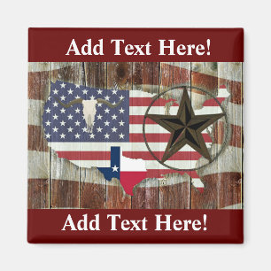 Rustic Texas Lone Star Texas Long Horn Magnet