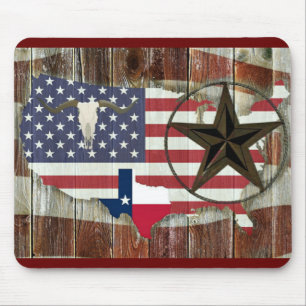 Rustic Texas Lone Star Texas Long Horn Mouse Pad