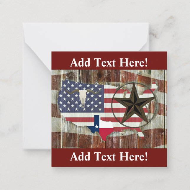 Rustic Texas Lone Star Texas Long Horn Note Card (Front)