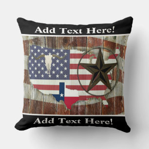 Rustic Texas Lone Star Texas Long Horn Throw Pillo Cushion