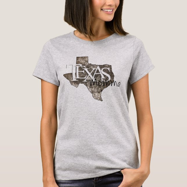 Rustic Texas Momma Patriotic Grey T-Shirt (Front)
