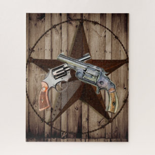 rustic texas star cowboy pistols western country jigsaw puzzle