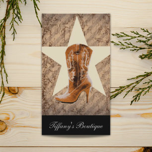 Rustic Texas Star Western Country Cowgirl Boot Business Card