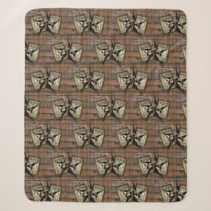 Rustic Texas Star Western Dual Pistols Wanted Sign Sherpa Blanket