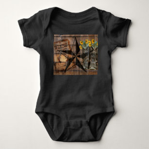 Rustic Texas Star Western Pistol Cowboy Boots Baby Bodysuit