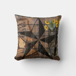 Rustic Texas Star Western Pistol Cowboy Boots Cushion