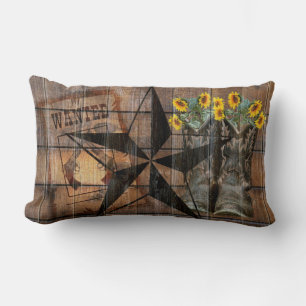 Rustic Texas Star Western Pistol Cowboy Boots Lumbar Cushion
