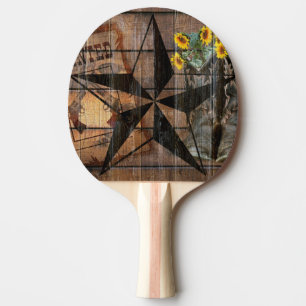 Rustic Texas Star Western Pistol Cowboy Boots Ping Pong Paddle