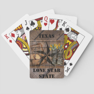 Rustic Texas Star Western Pistol Cowboy Boots Playing Cards