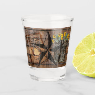 Rustic Texas Star Western Pistol Cowboy Boots Shot Glass