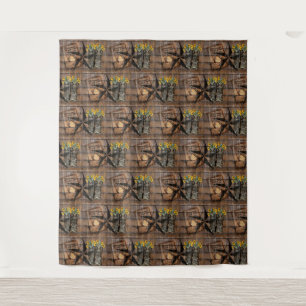 Rustic Texas Star Western Pistol Cowboy Boots Tapestry