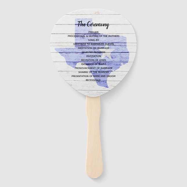 Rustic Texas Wedding Program Fan (Front)
