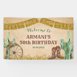 Rustic Texas Western Cowboy Birthday Large Banner