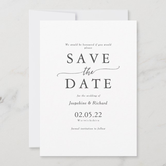 Rustic Text template wedding save the date (Front)