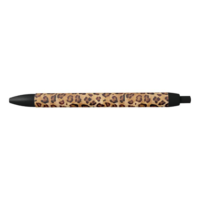 Rustic Texture Leopard Print Black Ink Pen (Front)