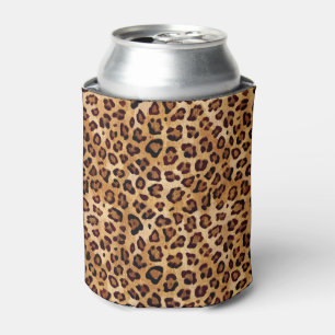 Rustic Texture Leopard Print Can Cooler