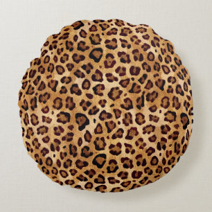 Rustic Texture Leopard Print Round Cushion