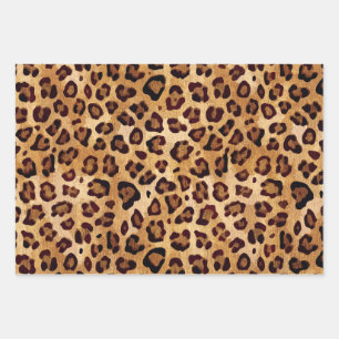 Rustic Texture Leopard Print Wrapping Paper Sheet