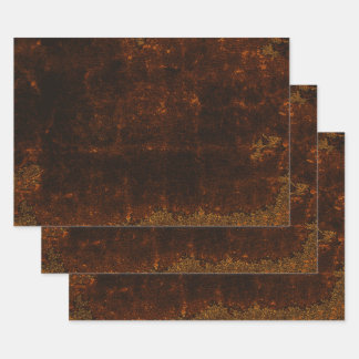 Rustic Texture Vintage Dark Brown Decoupage Wrapping Paper Sheet