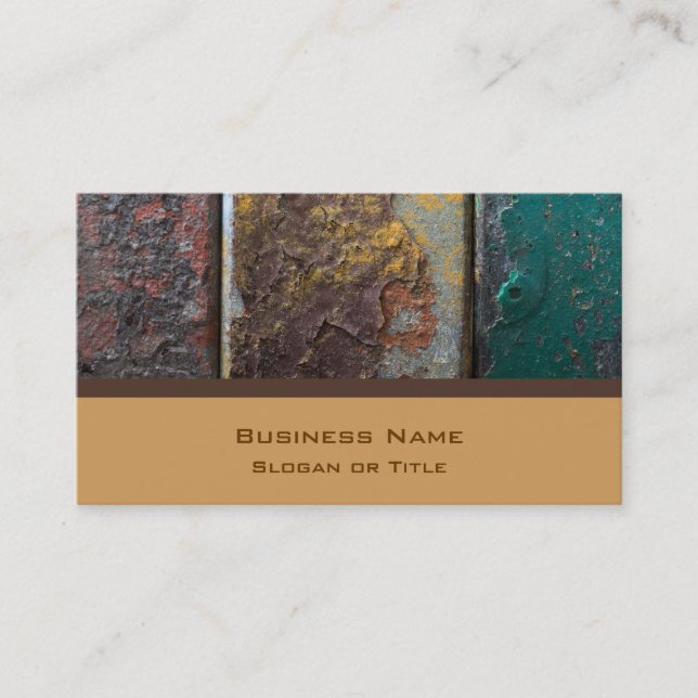 Rustic Texture With Flaking Paint On Rusty Metal Business Card (Front)