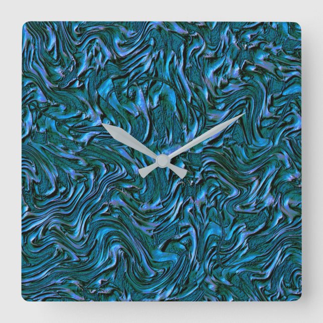 Rustic textured wall in burnt cadet blue  square wall clock (Front)