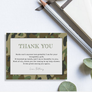 Rustic Thank You Boy Baby Shower Camo    Postcard