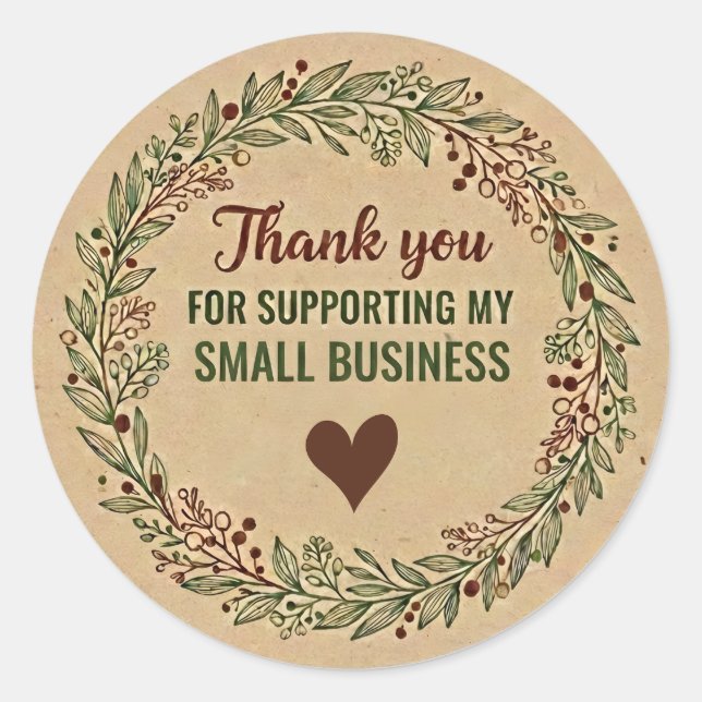 Rustic Thank You Business Sticker – Packaging Labe (Front)