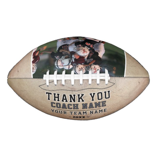 Rustic Thank you Coach Team Name Photo Football (Front)