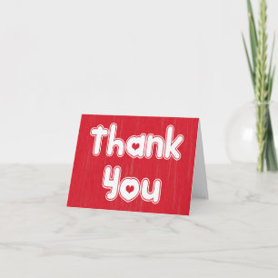 Rustic Thank You Fun Red Wood White Heart Card